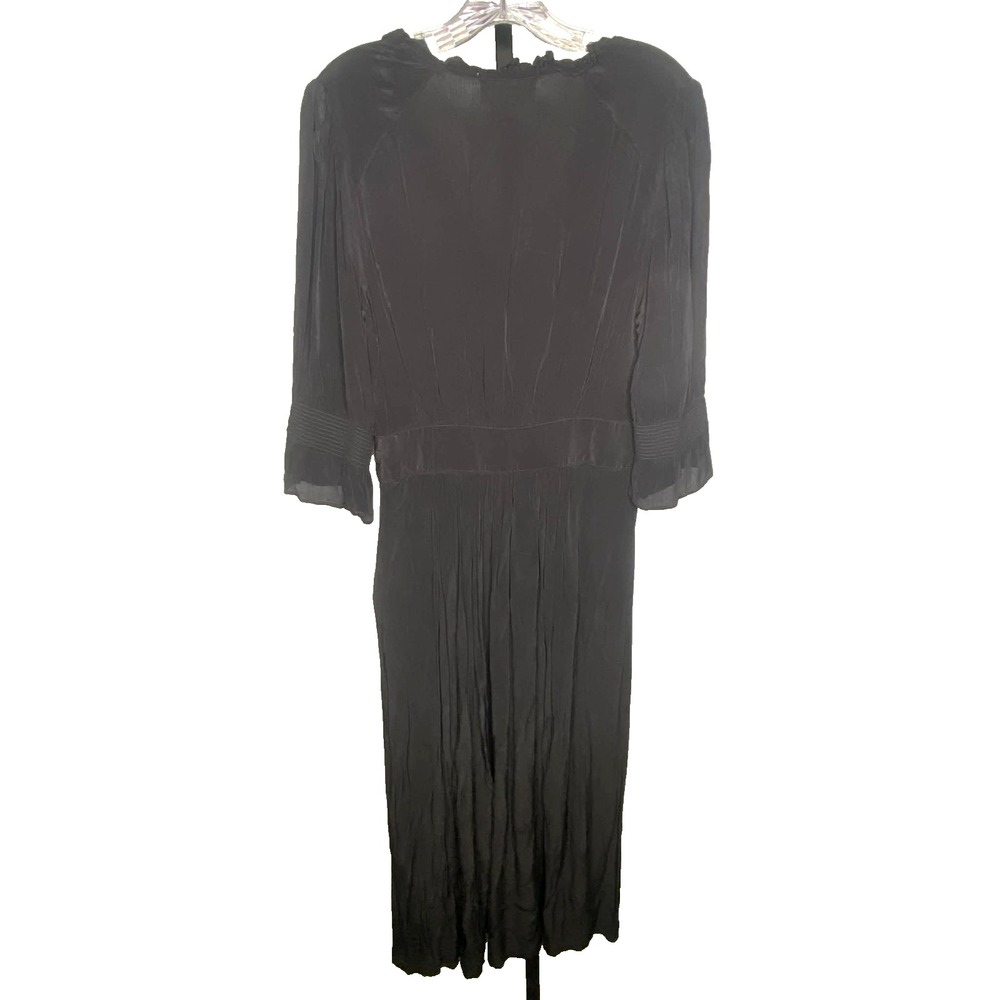 ba&sh Dress midi Women's Size large Black Long Sleeve minimalist luxury cinched - Picture 5 of 7
